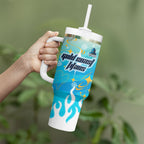Personalized Gold Coast Titans Tumbler With Handle Y2K Grunge Aesthetic With Cyber Flames and Starburst Graphics