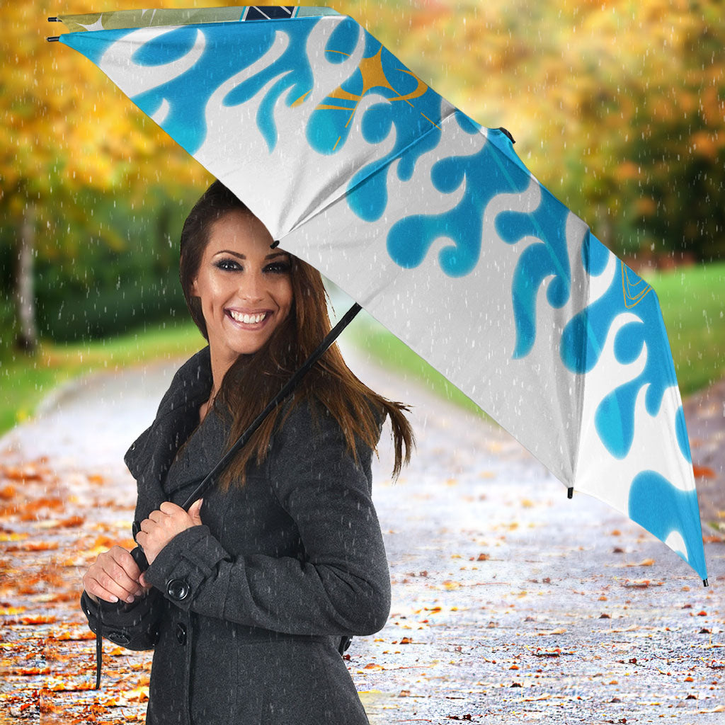 Personalized Gold Coast Titans Umbrella Y2K Grunge Aesthetic With Cyber Flames and Starburst Graphics