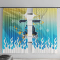 Personalized Gold Coast Titans Window Curtain Y2K Grunge Aesthetic With Cyber Flames and Starburst Graphics