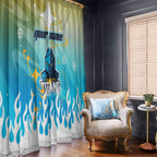 Personalized Gold Coast Titans Window Curtain Y2K Grunge Aesthetic With Cyber Flames and Starburst Graphics