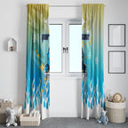Personalized Gold Coast Titans Window Curtain Y2K Grunge Aesthetic With Cyber Flames and Starburst Graphics