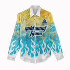 Personalized Gold Coast Titans Women Casual Shirt Y2K Grunge Aesthetic With Cyber Flames and Starburst Graphics