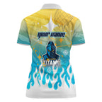 Personalized Gold Coast Titans Women Polo Shirt Y2K Grunge Aesthetic With Cyber Flames and Starburst Graphics