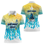 Personalized Gold Coast Titans Women Polo Shirt Y2K Grunge Aesthetic With Cyber Flames and Starburst Graphics