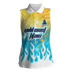 Personalized Gold Coast Titans Women Sleeveless Polo Shirt Y2K Grunge Aesthetic With Cyber Flames and Starburst Graphics