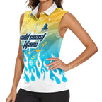 Personalized Gold Coast Titans Women Sleeveless Polo Shirt Y2K Grunge Aesthetic With Cyber Flames and Starburst Graphics