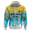 Personalized Gold Coast Titans Zip Hoodie Y2K Grunge Aesthetic With Cyber Flames and Starburst Graphics