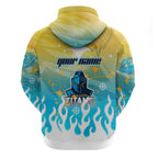 Personalized Gold Coast Titans Zip Hoodie Y2K Grunge Aesthetic With Cyber Flames and Starburst Graphics