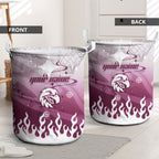Personalized Manly Warringah Sea Eagles Laundry Basket Y2K Grunge Aesthetic With Cyber Flames and Starburst Graphics