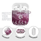 Personalized Manly Warringah Sea Eagles AirPods Case Y2K Grunge Aesthetic With Cyber Flames and Starburst Graphics