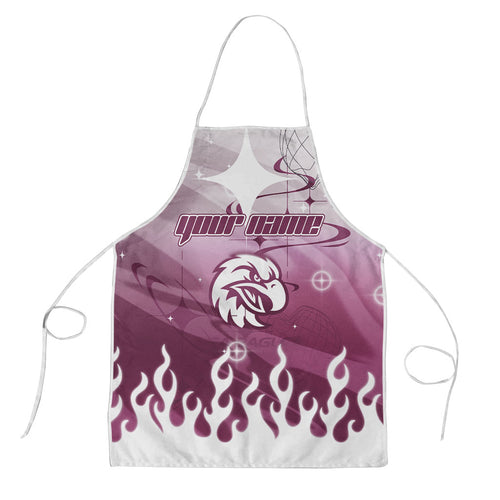 Personalized Manly Warringah Sea Eagles Apron Y2K Grunge Aesthetic With Cyber Flames and Starburst Graphics