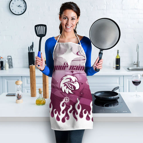 Personalized Manly Warringah Sea Eagles Apron Y2K Grunge Aesthetic With Cyber Flames and Starburst Graphics