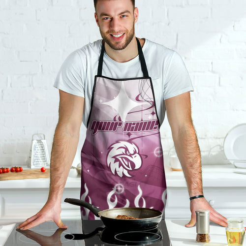 Personalized Manly Warringah Sea Eagles Apron Y2K Grunge Aesthetic With Cyber Flames and Starburst Graphics