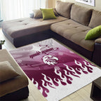 Personalized Manly Warringah Sea Eagles Area Rug Y2K Grunge Aesthetic With Cyber Flames and Starburst Graphics