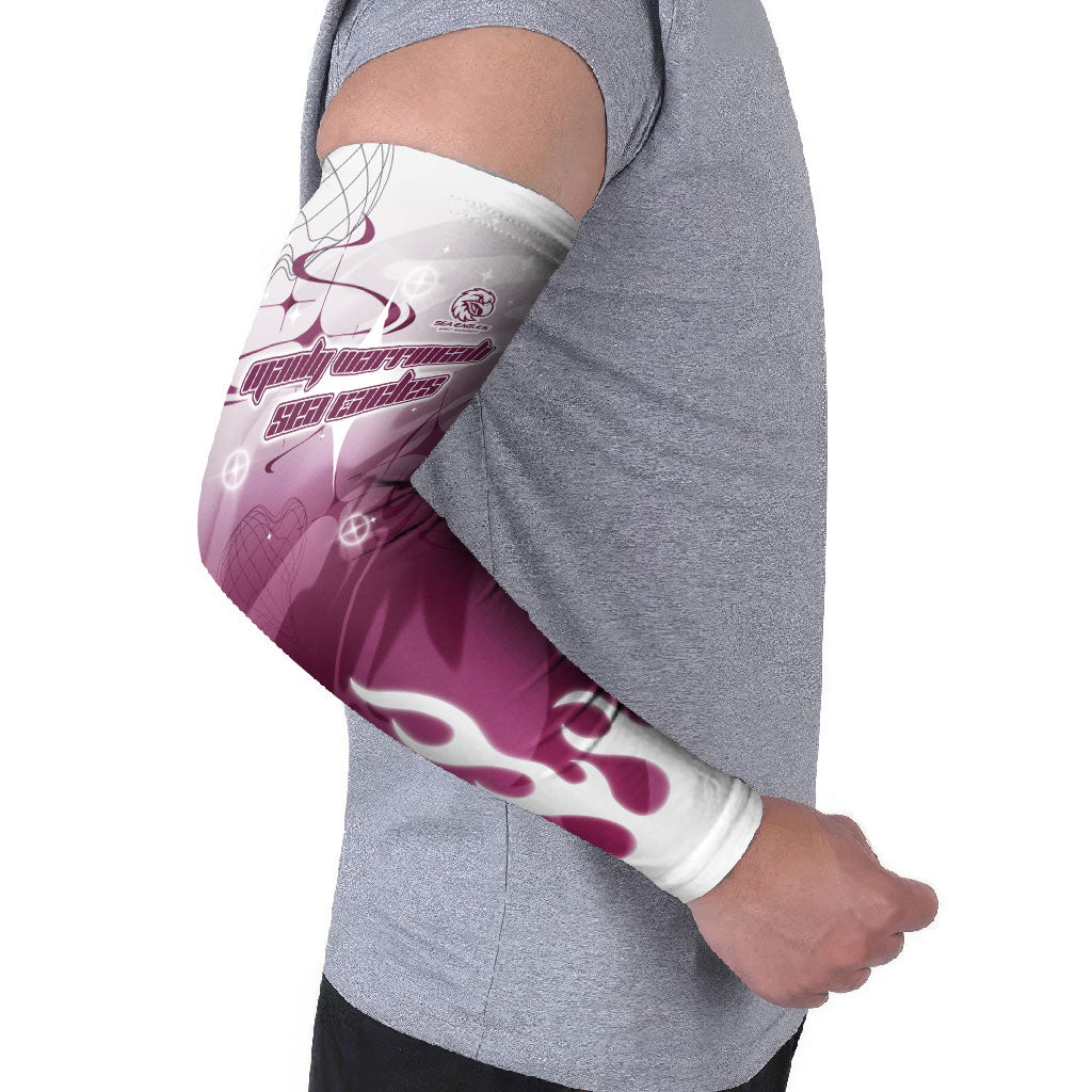 Personalized Manly Warringah Sea Eagles Arm Sleeves Y2K Grunge Aesthetic With Cyber Flames and Starburst Graphics