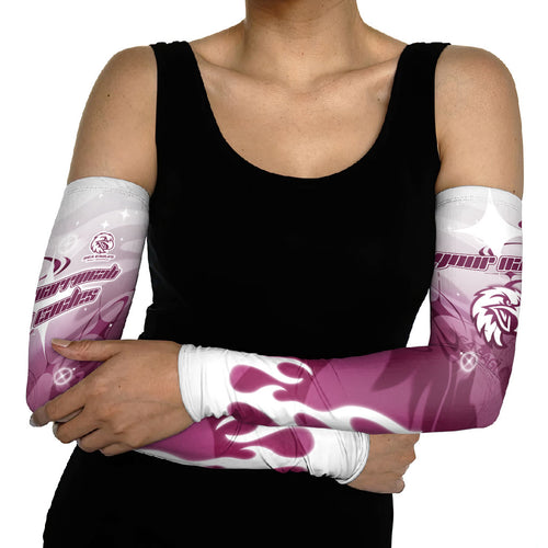 Personalized Manly Warringah Sea Eagles Arm Sleeves Y2K Grunge Aesthetic With Cyber Flames and Starburst Graphics