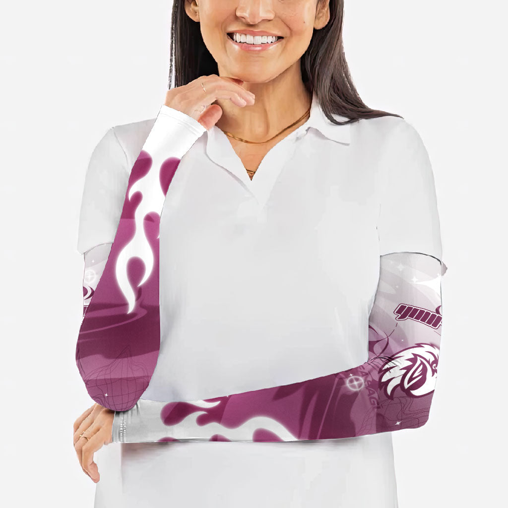 Personalized Manly Warringah Sea Eagles Arm Sleeves Y2K Grunge Aesthetic With Cyber Flames and Starburst Graphics