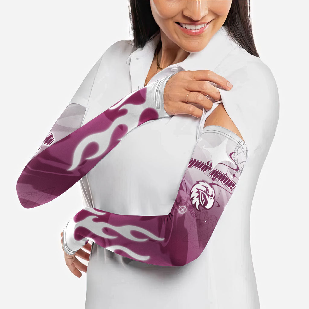 Personalized Manly Warringah Sea Eagles Arm Sleeves Y2K Grunge Aesthetic With Cyber Flames and Starburst Graphics