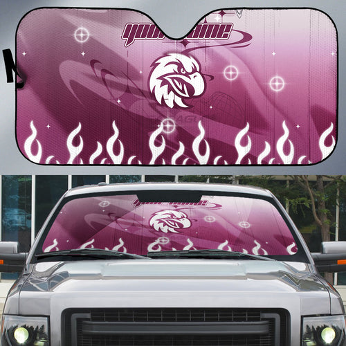 Personalized Manly Warringah Sea Eagles Auto Sun Shade Y2K Grunge Aesthetic With Cyber Flames and Starburst Graphics