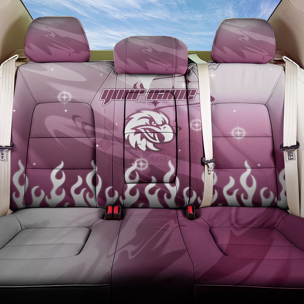 Personalized Manly Warringah Sea Eagles Back Car Seat Cover Y2K Grunge Aesthetic With Cyber Flames and Starburst Graphics