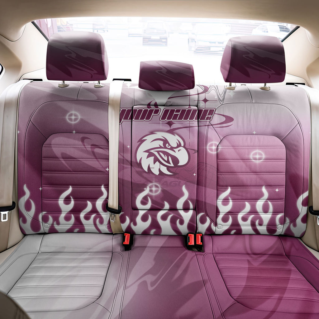 Personalized Manly Warringah Sea Eagles Back Car Seat Cover Y2K Grunge Aesthetic With Cyber Flames and Starburst Graphics
