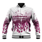 Personalized Manly Warringah Sea Eagles Baseball Jacket Y2K Grunge Aesthetic With Cyber Flames and Starburst Graphics