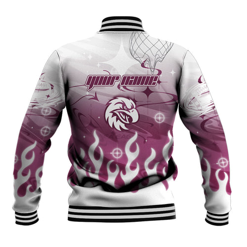 Personalized Manly Warringah Sea Eagles Baseball Jacket Y2K Grunge Aesthetic With Cyber Flames and Starburst Graphics