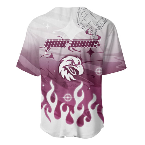 Personalized Manly Warringah Sea Eagles Baseball Jersey Y2K Grunge Aesthetic With Cyber Flames and Starburst Graphics