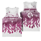 Personalized Manly Warringah Sea Eagles Basketball Jersey Y2K Grunge Aesthetic With Cyber Flames and Starburst Graphics