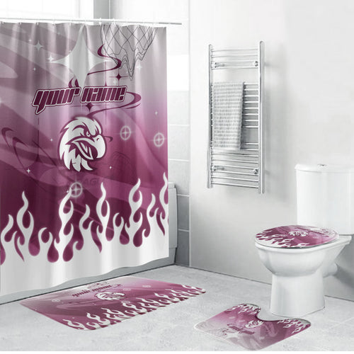 Personalized Manly Warringah Sea Eagles Bathroom Set Y2K Grunge Aesthetic With Cyber Flames and Starburst Graphics