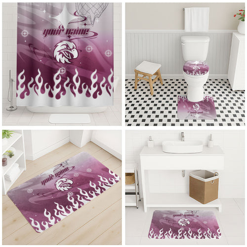 Personalized Manly Warringah Sea Eagles Bathroom Set Y2K Grunge Aesthetic With Cyber Flames and Starburst Graphics