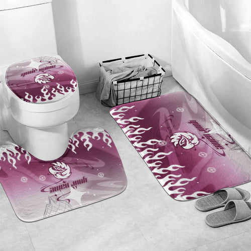 Personalized Manly Warringah Sea Eagles Bathroom Set Y2K Grunge Aesthetic With Cyber Flames and Starburst Graphics