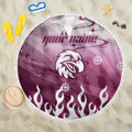 Personalized Manly Warringah Sea Eagles Beach Blanket Y2K Grunge Aesthetic With Cyber Flames and Starburst Graphics