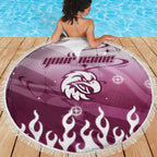 Personalized Manly Warringah Sea Eagles Beach Blanket Y2K Grunge Aesthetic With Cyber Flames and Starburst Graphics