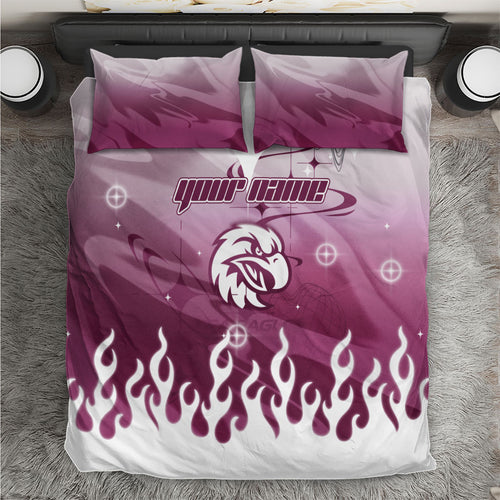 Personalized Manly Warringah Sea Eagles Bedding Set Y2K Grunge Aesthetic With Cyber Flames and Starburst Graphics