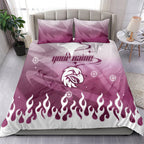 Personalized Manly Warringah Sea Eagles Bedding Set Y2K Grunge Aesthetic With Cyber Flames and Starburst Graphics