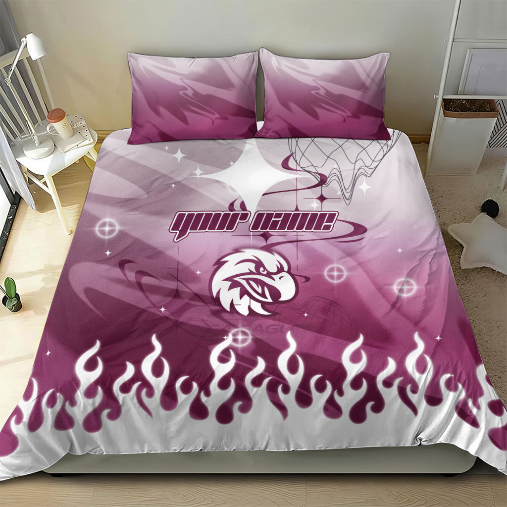 Personalized Manly Warringah Sea Eagles Bedding Set Y2K Grunge Aesthetic With Cyber Flames and Starburst Graphics