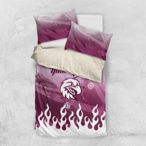 Personalized Manly Warringah Sea Eagles Bedding Set Y2K Grunge Aesthetic With Cyber Flames and Starburst Graphics