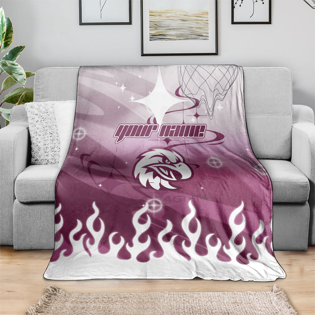 Personalized Manly Warringah Sea Eagles Blanket Y2K Grunge Aesthetic With Cyber Flames and Starburst Graphics