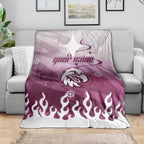 Personalized Manly Warringah Sea Eagles Blanket Y2K Grunge Aesthetic With Cyber Flames and Starburst Graphics