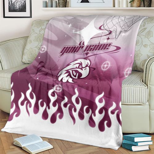 Personalized Manly Warringah Sea Eagles Blanket Y2K Grunge Aesthetic With Cyber Flames and Starburst Graphics