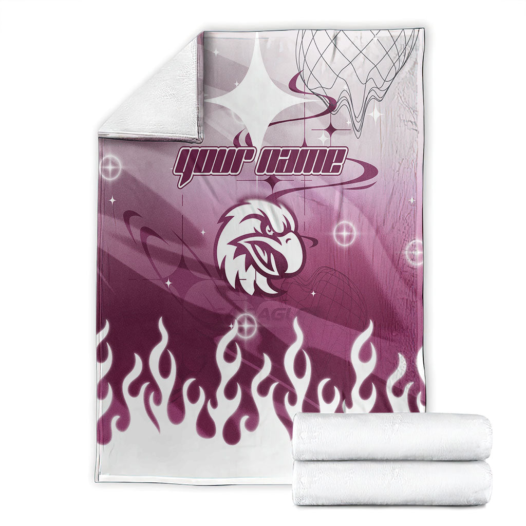 Personalized Manly Warringah Sea Eagles Blanket Y2K Grunge Aesthetic With Cyber Flames and Starburst Graphics