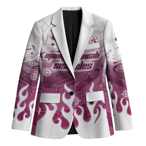 Personalized Manly Warringah Sea Eagles Blazer Y2K Grunge Aesthetic With Cyber Flames and Starburst Graphics