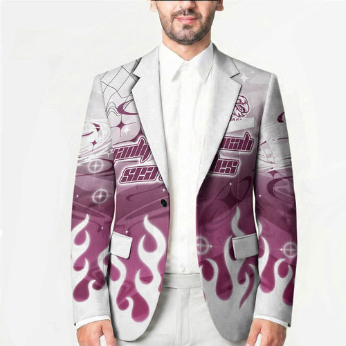 Personalized Manly Warringah Sea Eagles Blazer Y2K Grunge Aesthetic With Cyber Flames and Starburst Graphics