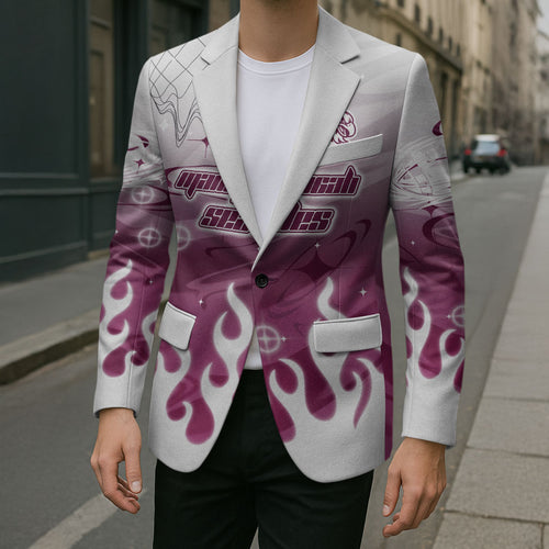 Personalized Manly Warringah Sea Eagles Blazer Y2K Grunge Aesthetic With Cyber Flames and Starburst Graphics