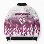 Personalized Manly Warringah Sea Eagles Bomber Puffer Jacket Y2K Grunge Aesthetic With Cyber Flames and Starburst Graphics
