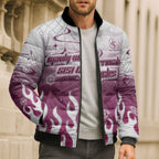 Personalized Manly Warringah Sea Eagles Bomber Puffer Jacket Y2K Grunge Aesthetic With Cyber Flames and Starburst Graphics