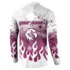 Personalized Manly Warringah Sea Eagles Button Sweatshirt Y2K Grunge Aesthetic With Cyber Flames and Starburst Graphics