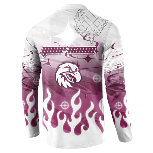 Personalized Manly Warringah Sea Eagles Button Sweatshirt Y2K Grunge Aesthetic With Cyber Flames and Starburst Graphics