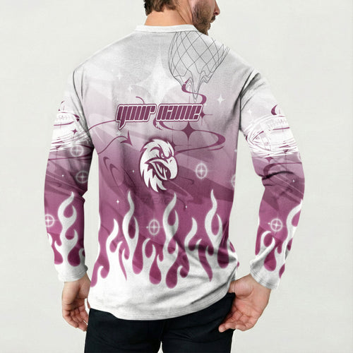 Personalized Manly Warringah Sea Eagles Button Sweatshirt Y2K Grunge Aesthetic With Cyber Flames and Starburst Graphics